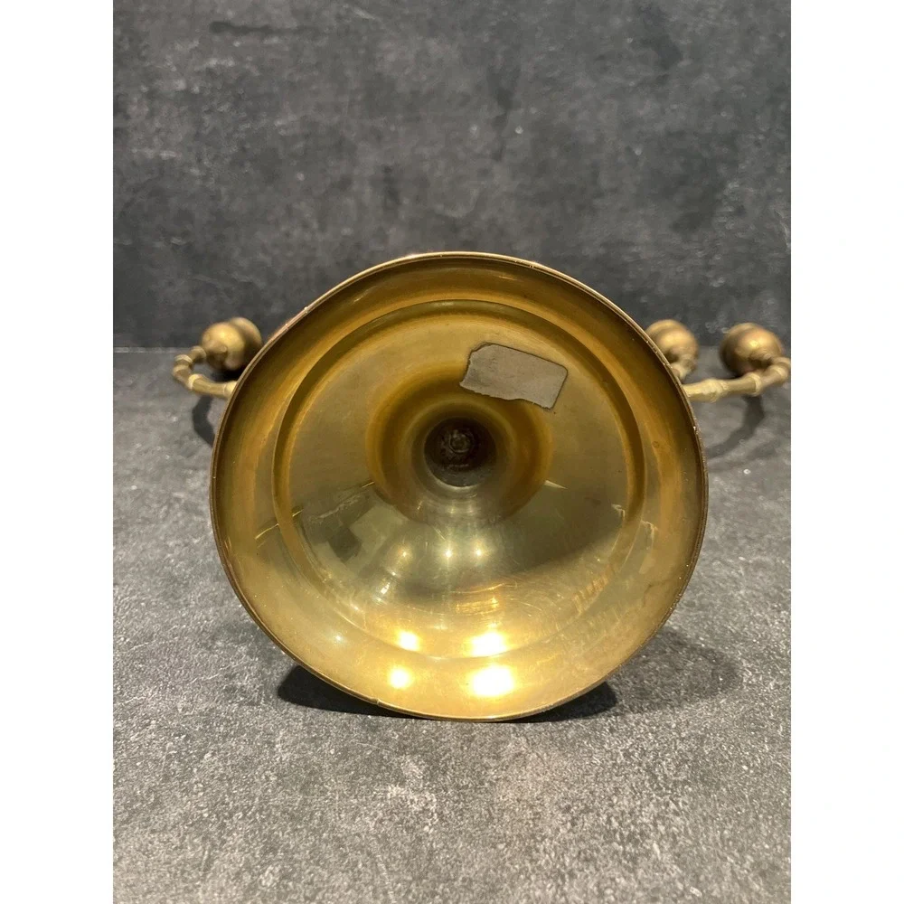 Vintage Brass 7-Arm Menorah: Bamboo‎ Style Hanukkah Candelabra